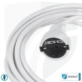 Shielded extension cable | white | schuko extension for shielding electrical and magnetic alternating fields LF