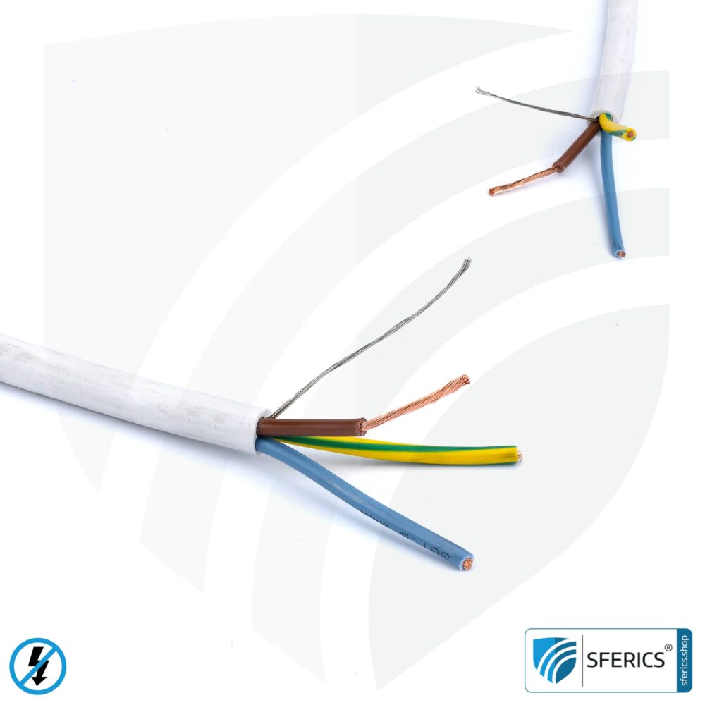 (H)05VV-F3G shielded and very flexible electrical cable | 3x 1.50 mm² | flexible cable to limit alternating electrical fields LF | for non-location-based, mobile consumers