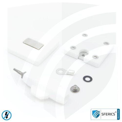 Mobile grounding plate | for grounding canopy, floor underlay, tent, sleeping bag, bed linen, blanket, etc. | GCM