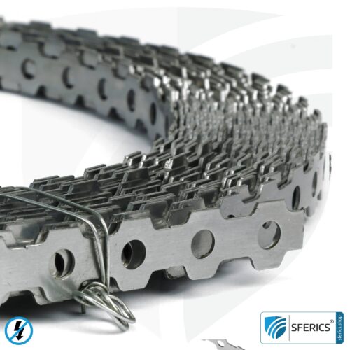 Stainless steel grounding tape | perforated tape | metal strap for grounding of reinforcement fabric, shielding mesh and shielding fleece