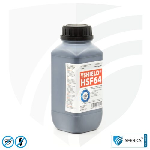Shielding paint HSF64 | RF screening attenuation against electrosmog up to 93 dB at 40 GHz | without preservative » ideal for allergy sufferers | TÜV SÜD certified | effective at 5G!