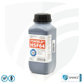 Shielding paint HSF64 | RF screening attenuation against electrosmog up to 93 dB at 40 GHz | without preservative » ideal for allergy sufferers | TÜV SÜD certified | effective at 5G!