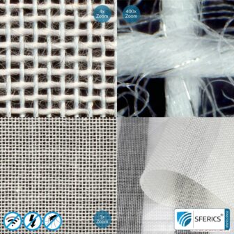 NATURELL shielding fabric | ideal for curtains and canopies | RF screening attenuation against electrosmog up to 40 dB | TÜV-SÜD quality tested | 5G ready!