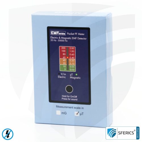 Pocket PF5 Meter | Potential-free low frequency measuring device for electrosmog | Detection of alternating electrical fields and magnetic fields | Measuring range 15 to 50,000 Hz