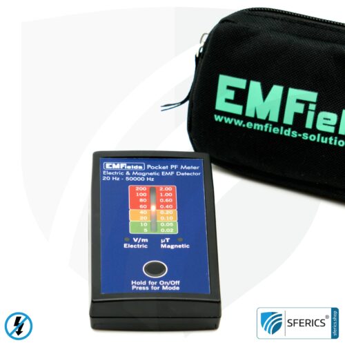Pocket PF5 Meter | Potential-free low frequency measuring device for electrosmog | Detection of alternating electrical fields and magnetic fields | Measuring range 15 to 50,000 Hz