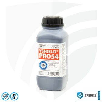 Shielding paint PRO54 | RF screening attenuation against electrosmog up to 93 dB at 40 GHz | no graphite effect = does not stain | technically the most resilient shielding paint | TÜV SÜD certified | effective at 5G!
