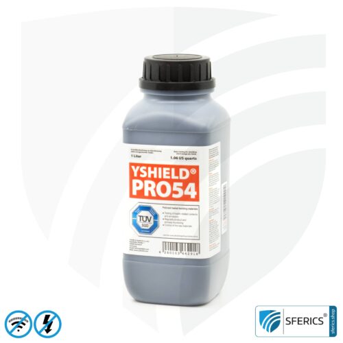 Shielding paint PRO54 | RF screening attenuation against electrosmog up to 93 dB at 40 GHz | no graphite effect = does not stain | technically the most resilient shielding paint | TÜV SÜD certified | effective at 5G!