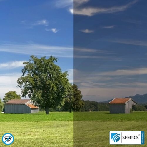 RDF25 shielding window film | HF screening attentuation against electrosmog up to 35 dB | 25 % light transmission | Effective against 5G! 6 Shielding window film RDF25 | HF screening attentuation against electrosmog up to 35 dB | 25 % light transmission | Effective against 5G!