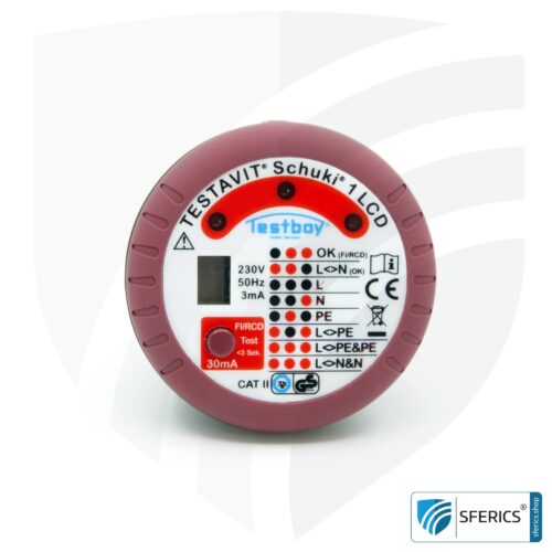 TESTAVIT SCHUKI 1 LCD | socket tester with RCD tripping | quick check of grounding, wiring and RCD circuit breaker.