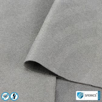 SILVER ELASTIC shielding fabric | ideal for production of clothing | RF screening attenuation against electrosmog up to 51 dB | TÜV-SÜD quality tested. Effective against 5G!