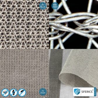 SILVER TULLE shielding fabric | ideal for production of canopies and curtains | RF screening attenuation against electrosmog up to 50 dB | TÜV-SÜD quality tested | Effective against 5G!