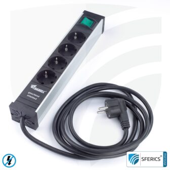 Socket strip 4-fold, shielded LF | with on/off switch | type EF (Schuko)