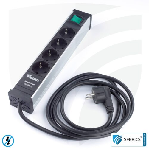 Socket strip 4-fold, shielded LF | with on/off switch | type EF (Schuko)