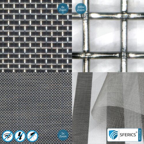 Shielding stainless steel gauze V4A03 | RF screening attenuation against electrosmog up to 55 dB | For laying. 90 cm width. Effective against 5G!