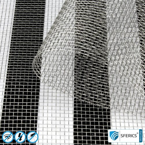 Shielding stainless steel gauze V4A10 | RF screening attenuation against electrosmog up to 40 dB | For laying. 90 cm width. 5G ready!