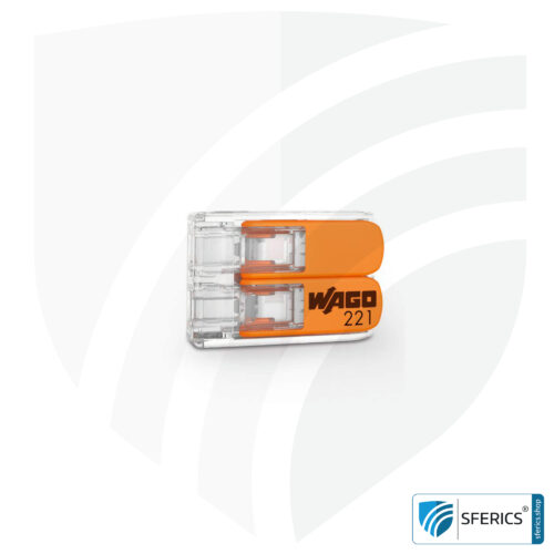WAGO compact splicing connector, series 221 | model 221-412 | for 2 solid, fine-stranded and stranded cables | alternative to classic connector blocks