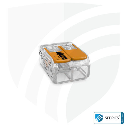 WAGO compact splicing connector, series 221 | model 221-412 | for 2 solid, fine-stranded and stranded cables | alternative to classic connector blocks