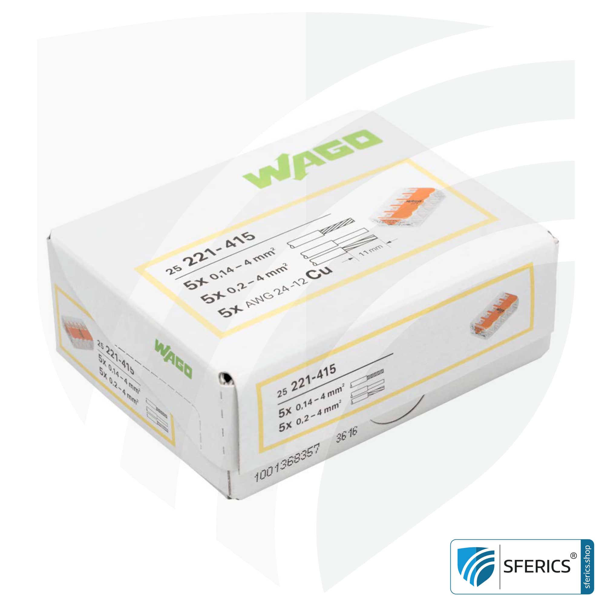 WAGO compact splicing connector, series 221 | model 221-415 | for 5 solid, fine-stranded and stranded cables | alternative to classic connector blocks 9 WAGO compact splicing connector, series 221 | model 221-415 | for 5 solid, fine-stranded and stranded cables | alternative to classic connector blocks