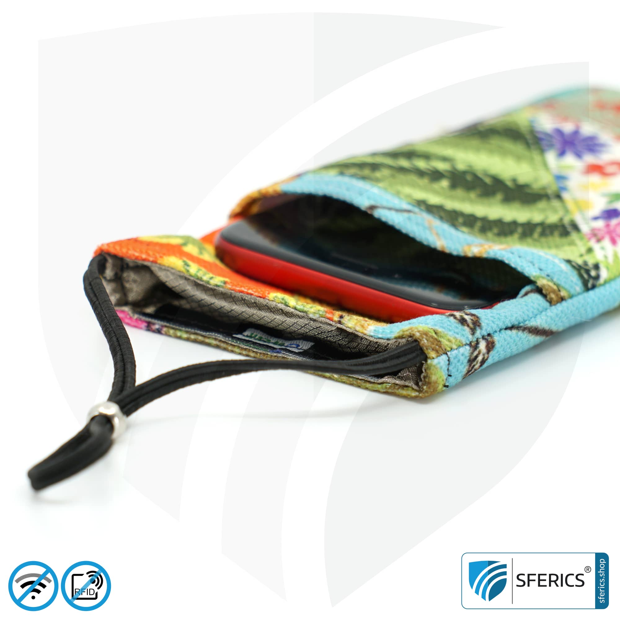 Cell phone pouch eWall for the smartphone | Unique in design FLOWERPOWER | anti electrosmog incl. 5G | 3in1 protection incl. RFID blocker | cell phone case for iPhone, Android, ... 7 Cell phone case eWall for the smartphone | Unique in design FLOWERPOWER | anti electrosmog incl. 5G | 3in1 protection incl. RFID blocker | cell phone case for iPhone, Android, ... | XL