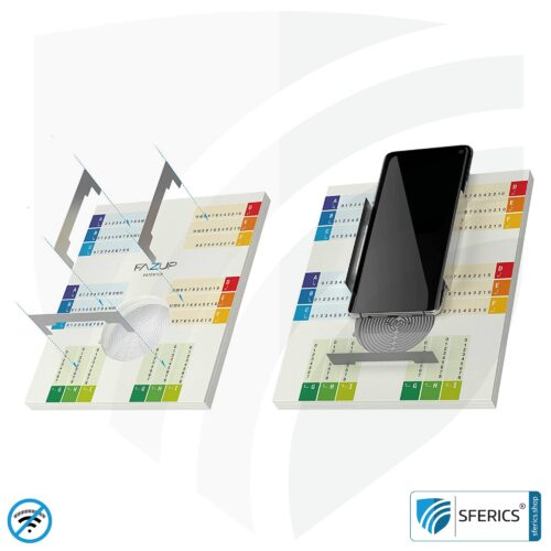 FAZUP antenna patch | innovative technology against electrosmog | protects against unnecessarily high radiation from your own mobile phone | no esotericism or harmonization. reduction is measurable!