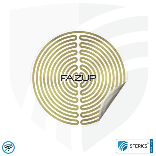 FAZUP antenna patch | edition GOLD | ferrite core for the wired headset included | innovative technology against electrosmog | protects against unnecessarily high radiation from your own mobile phone