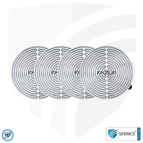 FAZUP antenna patch | SILVER | set of 4 with a price advantage for family and friends | innovative technology against electrosmog | protects against unnecessarily high radiation from your own mobile phone