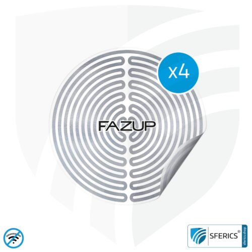 FAZUP antenna patch | SILVER | set of 4 with a price advantage for family and friends | innovative technology against electrosmog | protects against unnecessarily high radiation from your own mobile phone