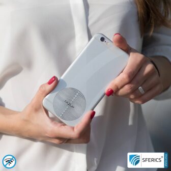 FAZUP antenna patch | SILVER | innovative technology against electrosmog | protects against unnecessarily high radiation from your own mobile phone | no esotericism or harmonization. reduction is measurable!