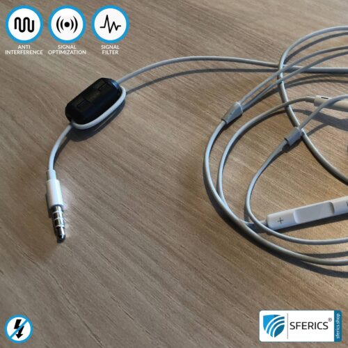 Ferrite core filter against electrosmog in the headset cable | black, clickable, for 5mm cable | FREE 1 piece as a gift!