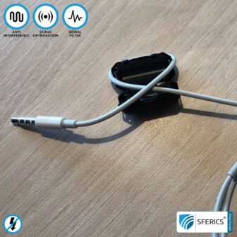 Ferrite core filter against electrosmog in the headset cable | black, clickable, for 5mm cable | FREE 1 piece as a gift!