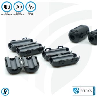Ferrite core filter against electrosmog in the headset cable | black, clickable, for 5mm cable | FREE 1 piece as a gift!