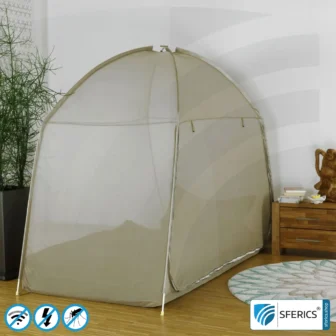 Shielding Tent SAFECAVE Single | anti electrosmog full protection | mobile radiation protection against WIFI, cell phone, LTE, 5G, ... with efficiency over 99.99% (42 dB) | free-standing, without ceiling suspension | groundable LF