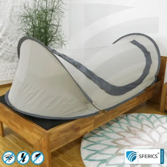 Shielding Tent SAFECAVE Pop Up Litter Tent | anti electrosmog full protection | mobile radiation protection against WIFI, cell phone, LTE, 5G, ... with efficiency up to 99.99% (42 dB) | LF groundable