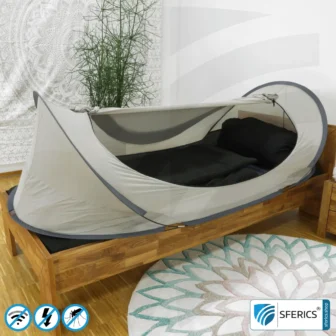 Shielding Tent SAFECAVE Pop Up Litter Tent | anti electrosmog full protection | mobile radiation protection against WIFI, cell phone, LTE, 5G, ... with efficiency up to 99.99% (42 dB) | LF groundable