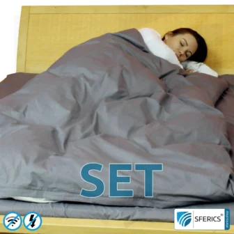 Shielding bed linen | mobile radiation protection against WIFI, cell phone, LTE, 5G, ... with efficiency over 99.99% (42 dB) | LF groundable