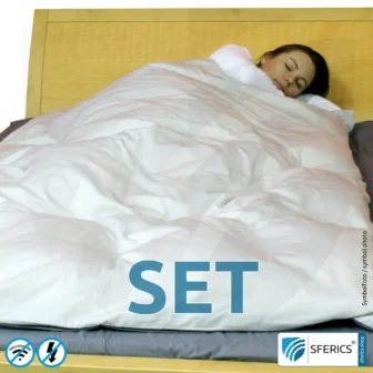 Shielding bed linen | mobile radiation protection against WIFI, cell phone, LTE, 5G, ... with efficiency over 99.99% (42 dB) | LF groundable