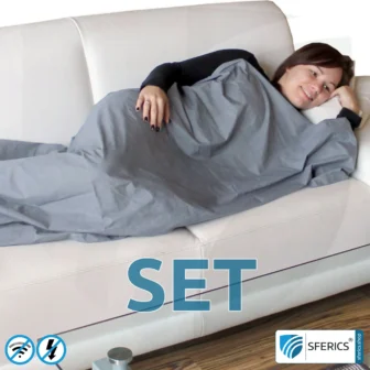 Shielding blanket in a set | mobile radiation protection against WIFI, cell phone, LTE, 5G, ... with efficiency over 99.99% (42 dB) | LF groundable