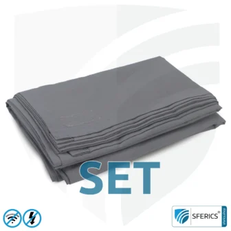 Shielding blanket in a set | mobile radiation protection against WIFI, cell phone, LTE, 5G, ... with efficiency over 99.99% (42 dB) | LF groundable