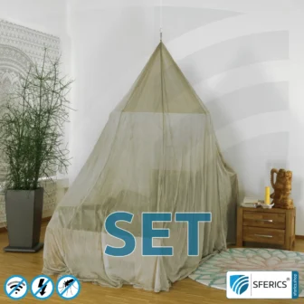 Shielding canopy Electrosmog PRO in a set | SINGLE BED PYRAMID | Shielding RF radiation over 99.99% (48 dB). Groundable. Effective against 5G!