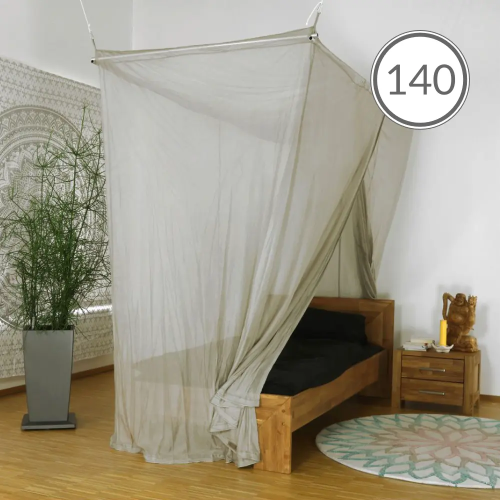 Abschirmender Baldachin Elektrosmog PRO im Set | QUEENSIZE BETT, 140 CM | Abschirmung Funk über 99,99 % (48 dB). Erdbar. Wirkungsvoll gegen 5G!