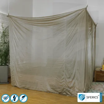 Shielding canopy electrosmog BUDGET | DOUBLE BED resp. GRAND KING SIZE | box shape | shielding RF over 99.99% (44 dB) | groundable | Made in China