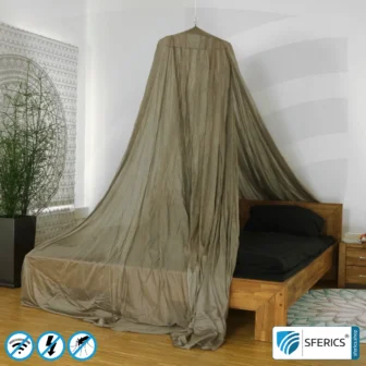 Shielding canopy electrosmog BUDGET | DOUBLE BED | pyramid shape | Shielding RF over 99.99% (44 dB) | groundable | Made in China