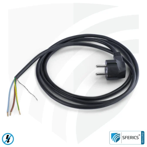 Shielded device connection cable with free end | black | electric cable for shielding electrical and magnetic alternating fields LF
