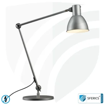 Shielded lamp in the design SILVER | desk lamp for the bright workplace or as an ingenious work lamp | E27 socket