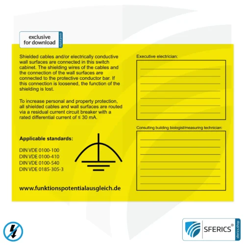 FEB labeling for functional equipotential bonding for quality assurance, self-adhesive | download free to print