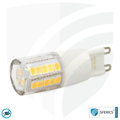 5.5 watt LED G9 | bright as 41 watts, 485 lumens | CRI 95 | flicker-free | warm white | alternative to high-voltage halogen G9