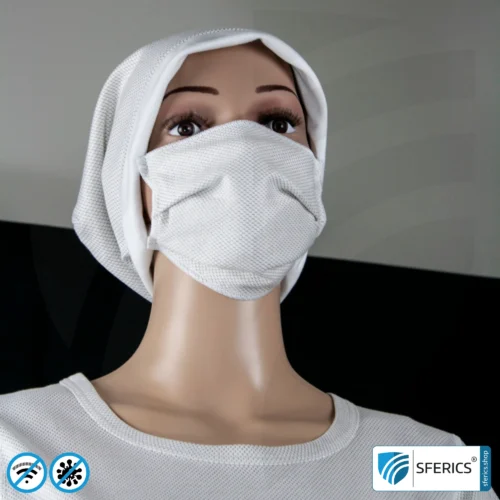 ANTIWAVE MNP protective mask for mouth and nose | shielding fabric with silver for an antibacterial effect through silver ions | 3x maximum hygiene, effectiveness and comfort