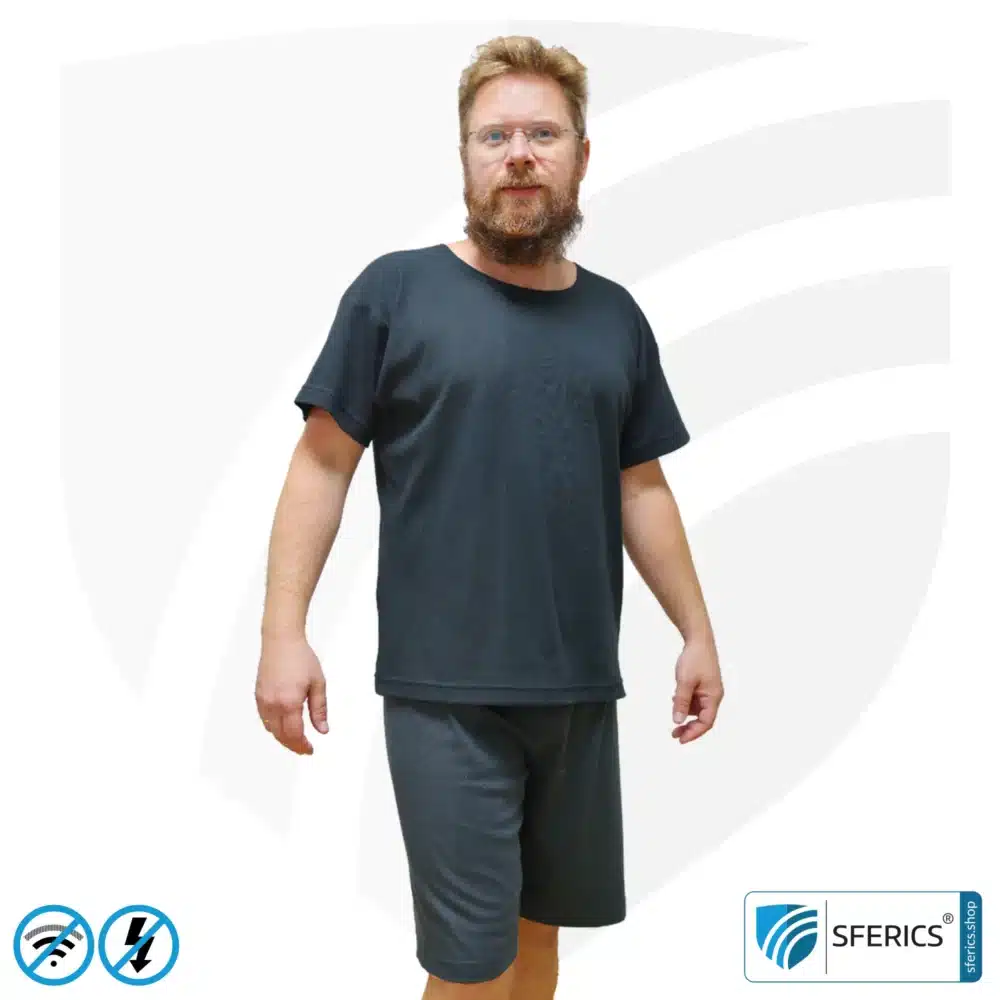 Shielding T-Shirt, black | Protection up to 40 dB from RF electrosmog (mobile phones, Wi-Fi, LTE) | durable, made from Black-Jersey shielding fabric | 5G ready!
