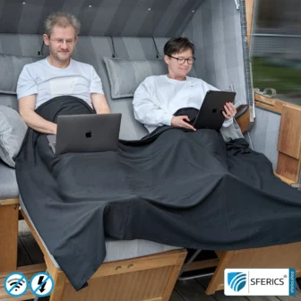 Shielding Blanket, black | Snuggly Soft | Mobile Radiation Protection Against Wi-Fi, Mobile Phones, LTE, 5G, ... with Efficiency Up to 99,99% (40 dB) | LF Groundable | 5G Ready! Double Blanket.