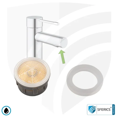 Water Flow Restrictor / Regulator Faucet Aerator Insert ecoturbino® DFL5 | Sink Water Saver | Saving Water and Energy (Electricity) | Reduce Costs by up to 40%